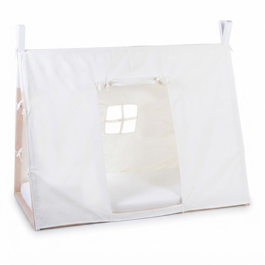 Childhome Tipi Bed Frame 70x140cm, Compatible Sleeping Setup, Highly Customisable Design, Safe And Sturdy Structure - White