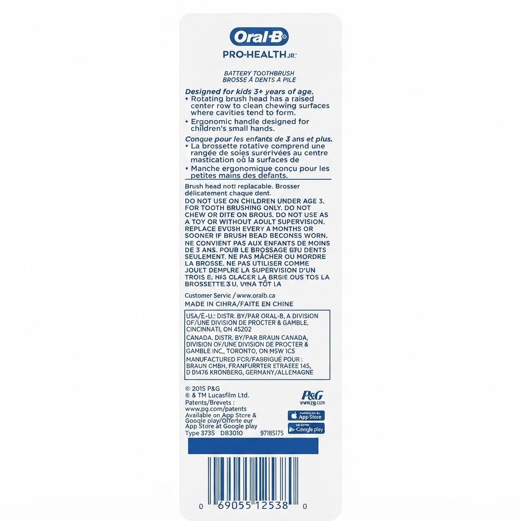 Oral-B Pro-Health Battery Powered Electric Toothbrush for Kids, Star Wars Edition - Rotating Head