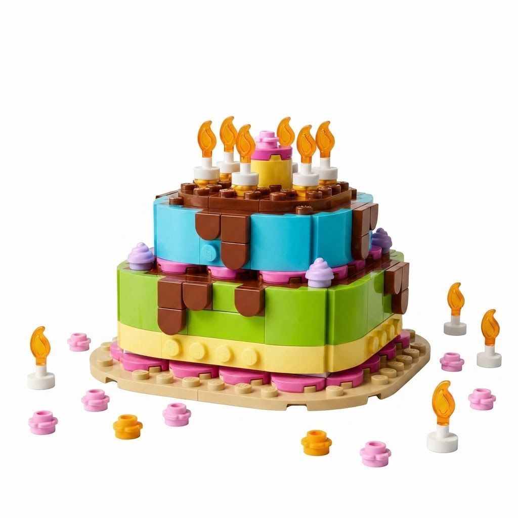 LEGO Iconic Birthday Party Cake Building Set, Creative Kids DIY Celebration Gift with 10 7+ years, 10 Candles