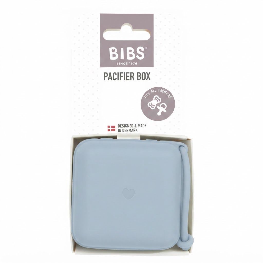 علبة لهايات BIBS لعمر +0 أشهر، تخزين متعدد الاستخدامات للهايات، تتسع لما يصل إلى ثلاث لهايات BIBS، تصميم خفيف وسهل الحمل - أزرق فاتح