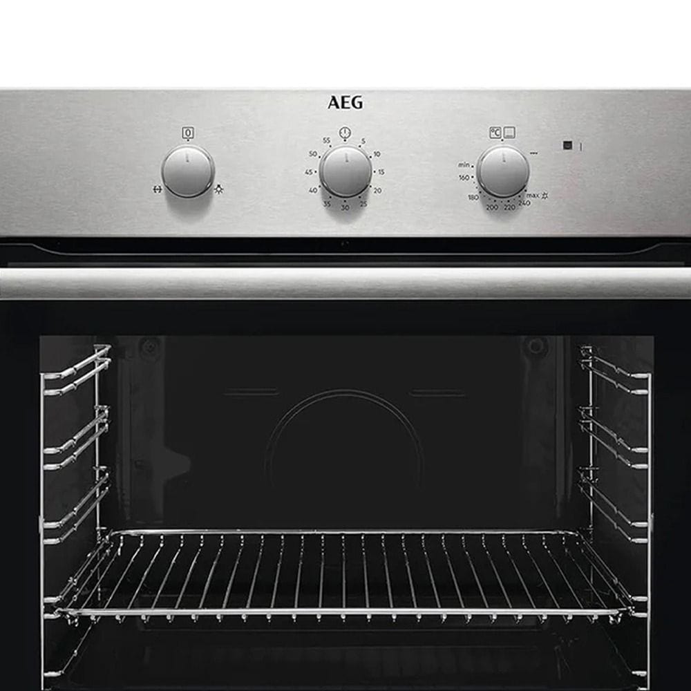 AEG 60cm Built-In Gas Oven, 55cm Depth, Gas Cooking, Integrated Kitchen Design, Stainless Steel Finish | BGB101011M