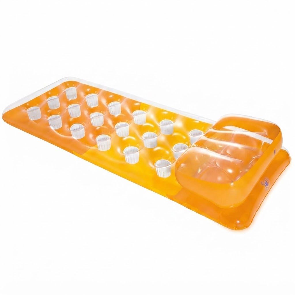 Intex 18-Pocket Suntanner Swimming Pool Floating Lounge Raft, Built-In Pillow, Inflatable Pool Float, Assorted Color