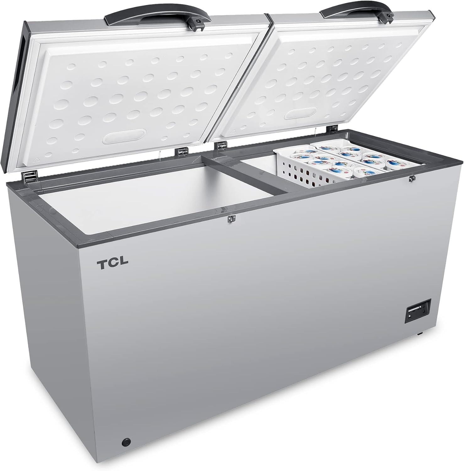 TCL Chest Freezer, 660L Gross/508L Net, Double Door, Electronic Control | Silver | F660CFSL