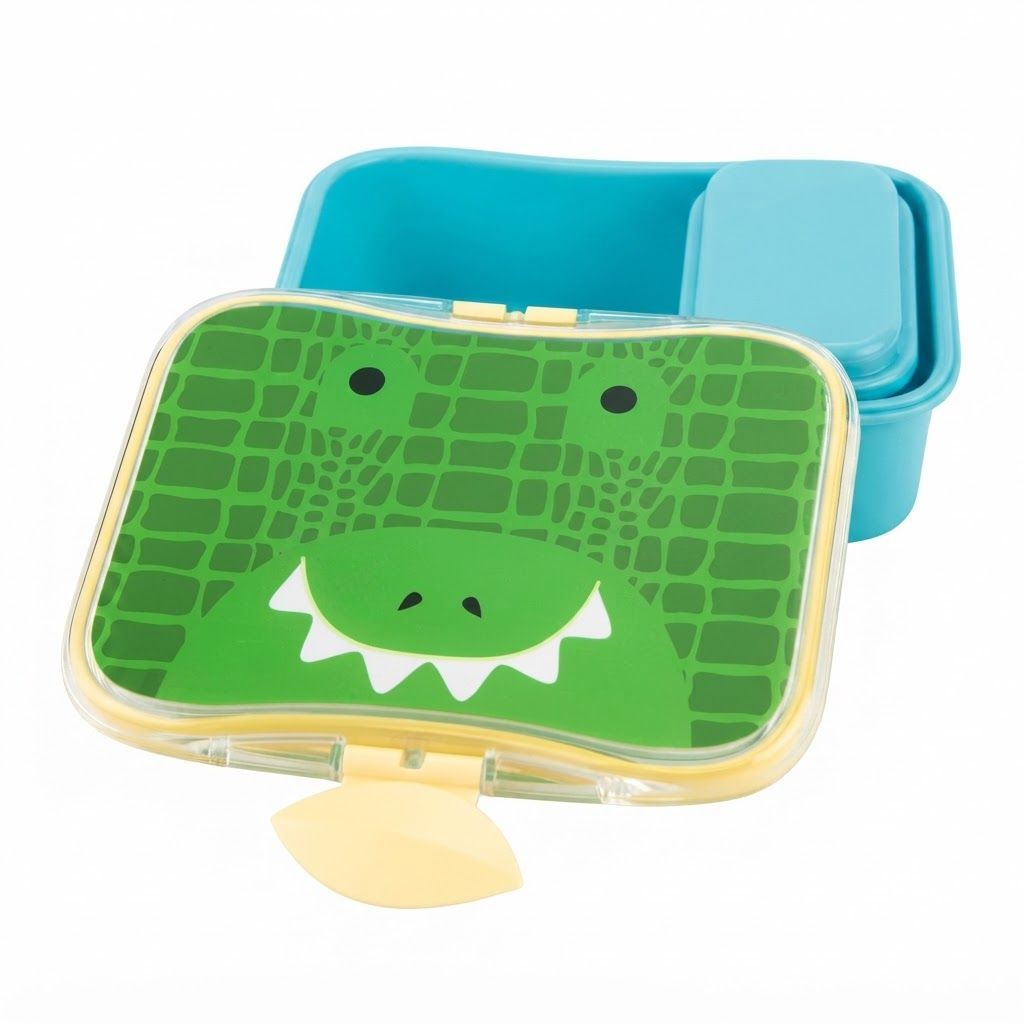 Skip Hop Zoo Crocodile Lunch Kit 3+ Years, 700mL Capacity, Easy-open Clips In Fun Shapes, Leakproof Design, Dishwasher Safe - Multicolour