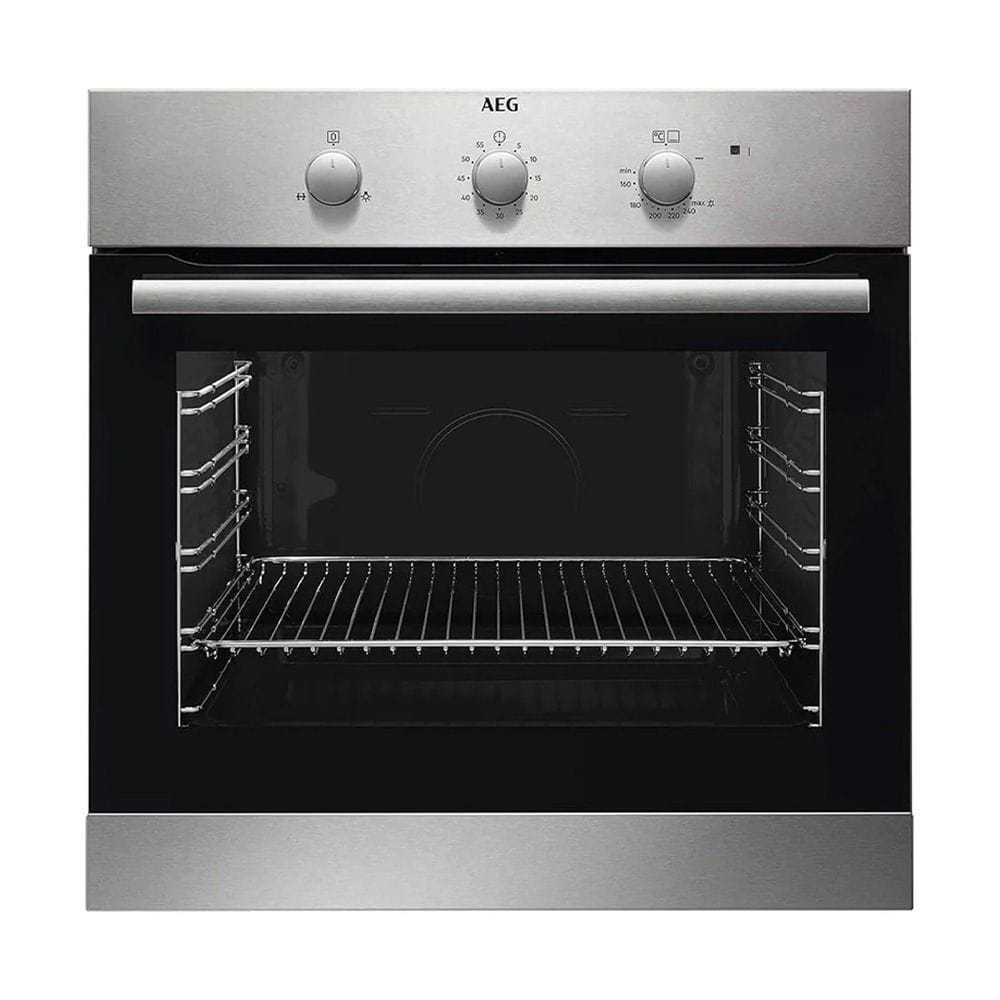AEG 60cm Built-In Gas Oven, 55cm Depth, Gas Cooking, Integrated Kitchen Design, Stainless Steel Finish | BGB101011M
