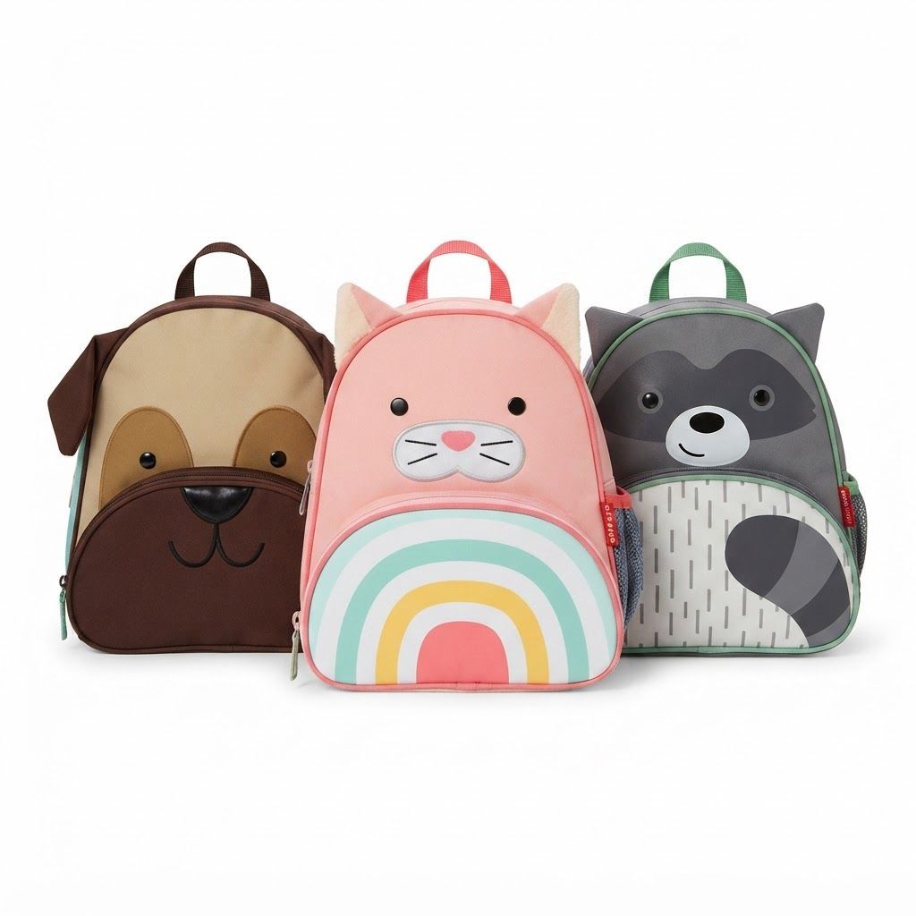 حقيبة ظهر Skip Hop Zoo للأطفال الصغار بتصميم الراكون +3 سنوات، تصميم أنيق وعملي، جيب شبكي قابل للتعديل لحمل زجاجة المياه، أحزمة مبطنة قابلة للتعديل لراحة أكبر - متعدد الألوان