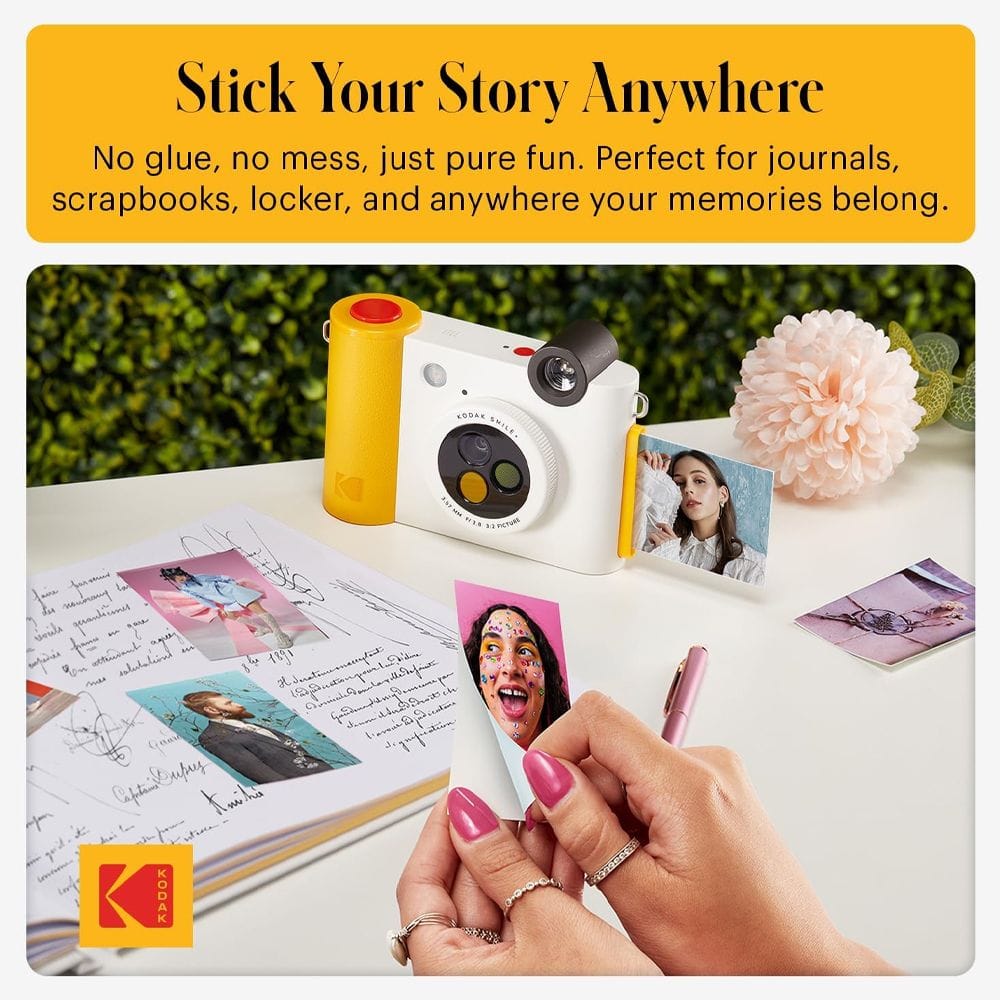 Kodak Smile+ Instant Print Digital Camera, 10MP Camera, 2x3-Inch ZINK Photo Printing, Bluetooth Connectivity & LCD Viewfinder | White - 843812173049