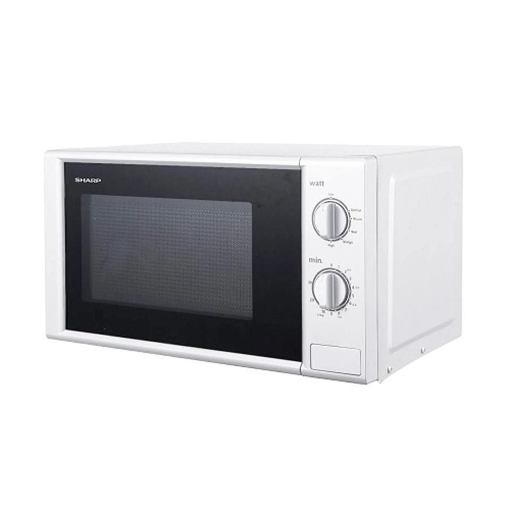 Sharp 20L Solo Microwave Oven, 700W Power, 6 Power Levels, 245mm Turntable, Timer Function | White - R-20GB-WH3