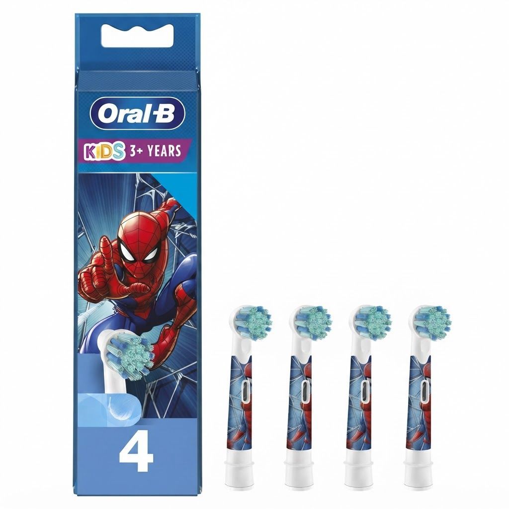 Oral-B Kids Spiderman Electric Toothbrush Replacement Heads, Soft Bristles for Children, 4-Pack