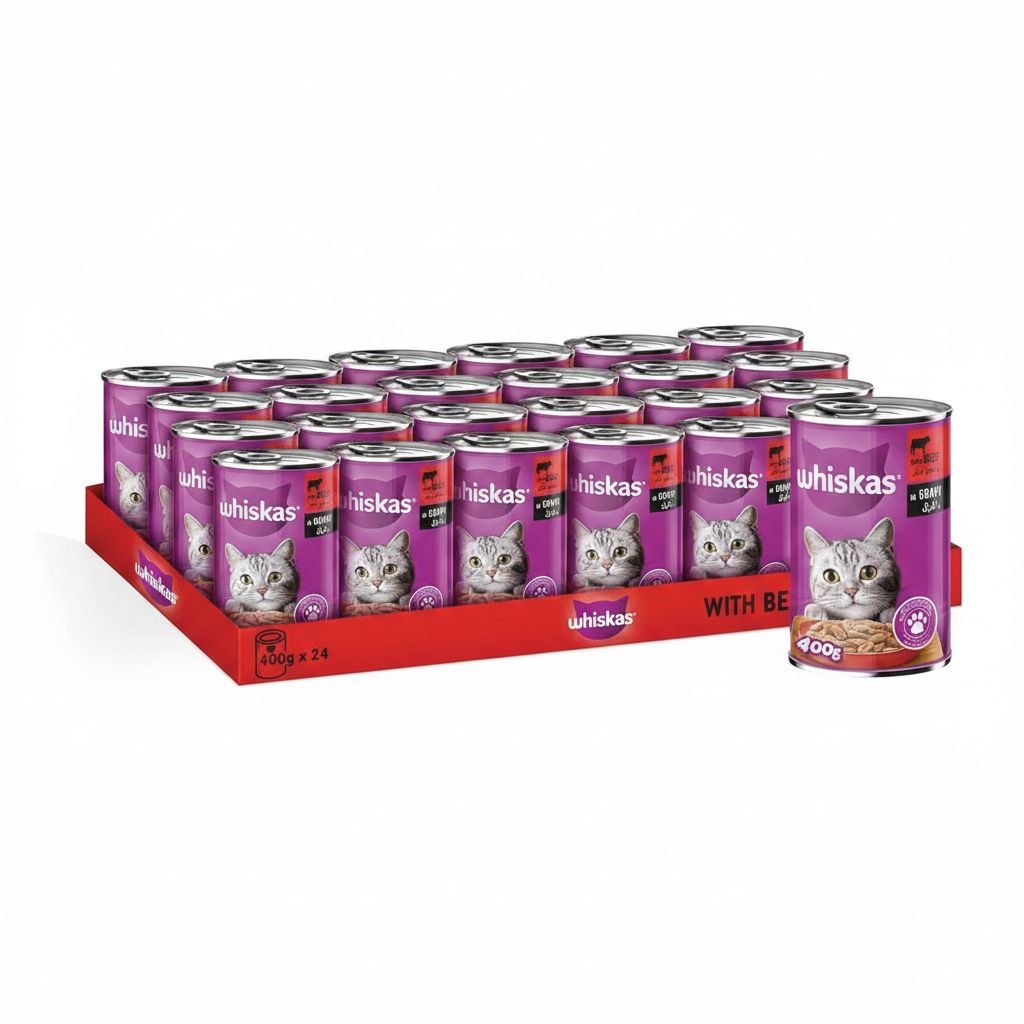 Whiskas Beef in Gravy Cat Food 400g - 24 Pack for Adult Cats