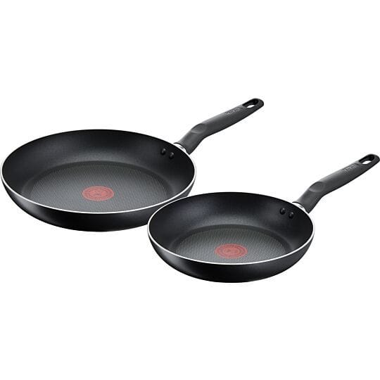 Tefal Super Cook Frypan Set, 24cm & 28cm Non-Stick Frying Pans, Thermo-Signal Heat Indicator, Easy Clean Cookware - B4592S85
