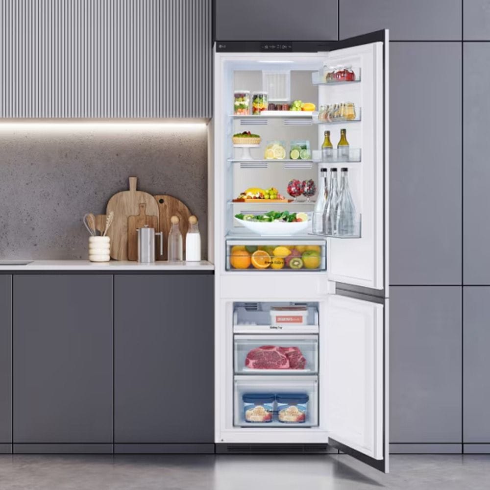 LG 233L Built-In Bottom Freezer Refrigerator, No Frost Cooling, Multi Air Flow, DoorCooling+, Smart Inverter Compressor | White - GNM12VWHN.AVWRGCC