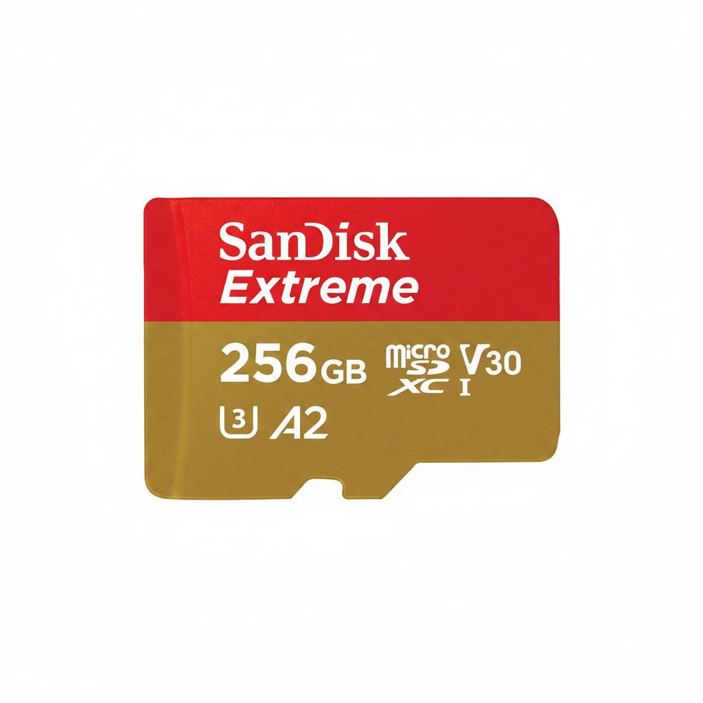 سانديسك إكستريم microSD UHS-I سعة 256 جيجابايت، بسرعة قراءة 190 ميجابايت/ثانية وكتابة 130 ميجابايت/ثانية لتصوير فيديو 4K، أحمر/ذهبي