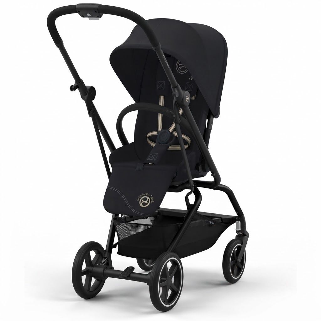 Cybex Gold Eezy S Twist+ 2 Lightweight Stroller, 360-Degree Rotating Seat Unit, All-Terrain Wheels, Face-to-Face or Forward-Facing, Quick Effortless Turn | Magic Black