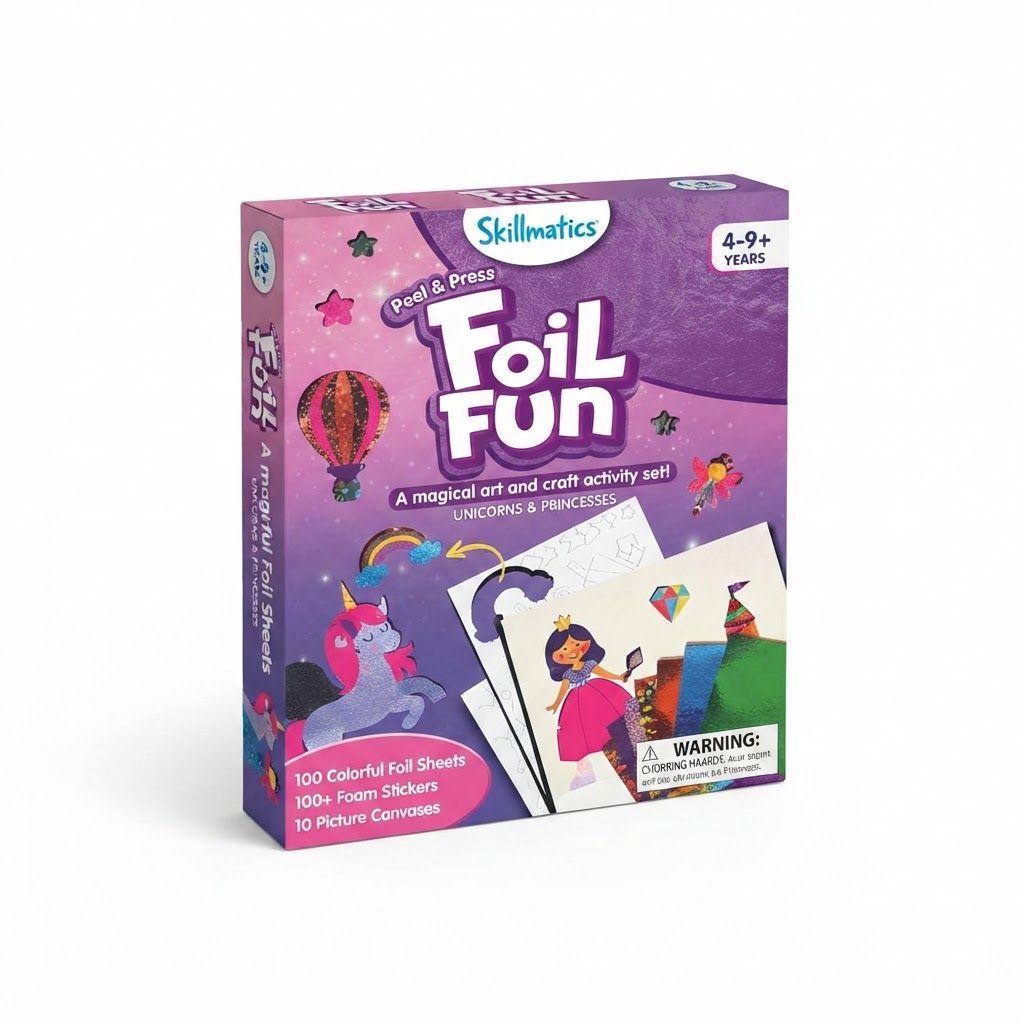 Skillmatics Foil Fun Unicorns & Princesses Art & Craft Kit, Mess-Free Creative Activity Set for Kids, Arts & Crafts