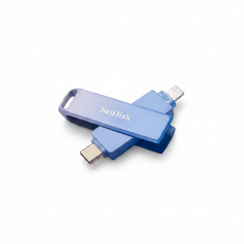 سانديسك كرييتور فون درايف سعة 128 جيجابايت مع موصلي USB Type-C ولايتنينغ، أزرق