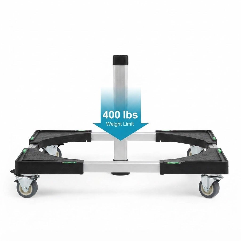 Nefish Adjustable Appliance Dolly with Wheels, Mini Fridge Stand, Washing Machine & Dryer Mobile Base, Refrigerator Roller Stand with 4 Locking Swivel Wheels