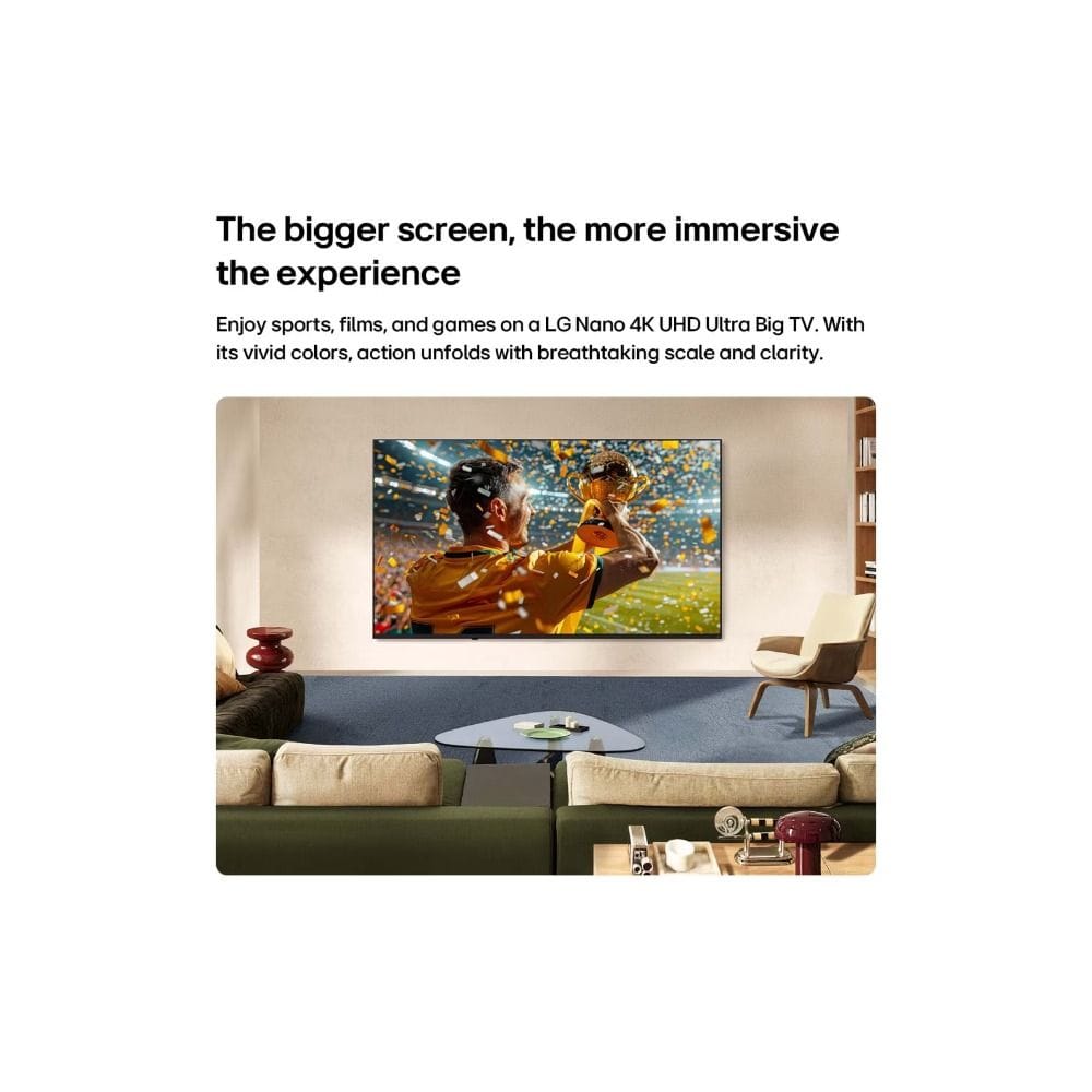 LG 75-Inch NANO UHD 4K Smart TV, α7 AI Processor 4K Gen9, HDR10 Pro, AI Super Upscaling, webOS AI | 75NU840B6LA