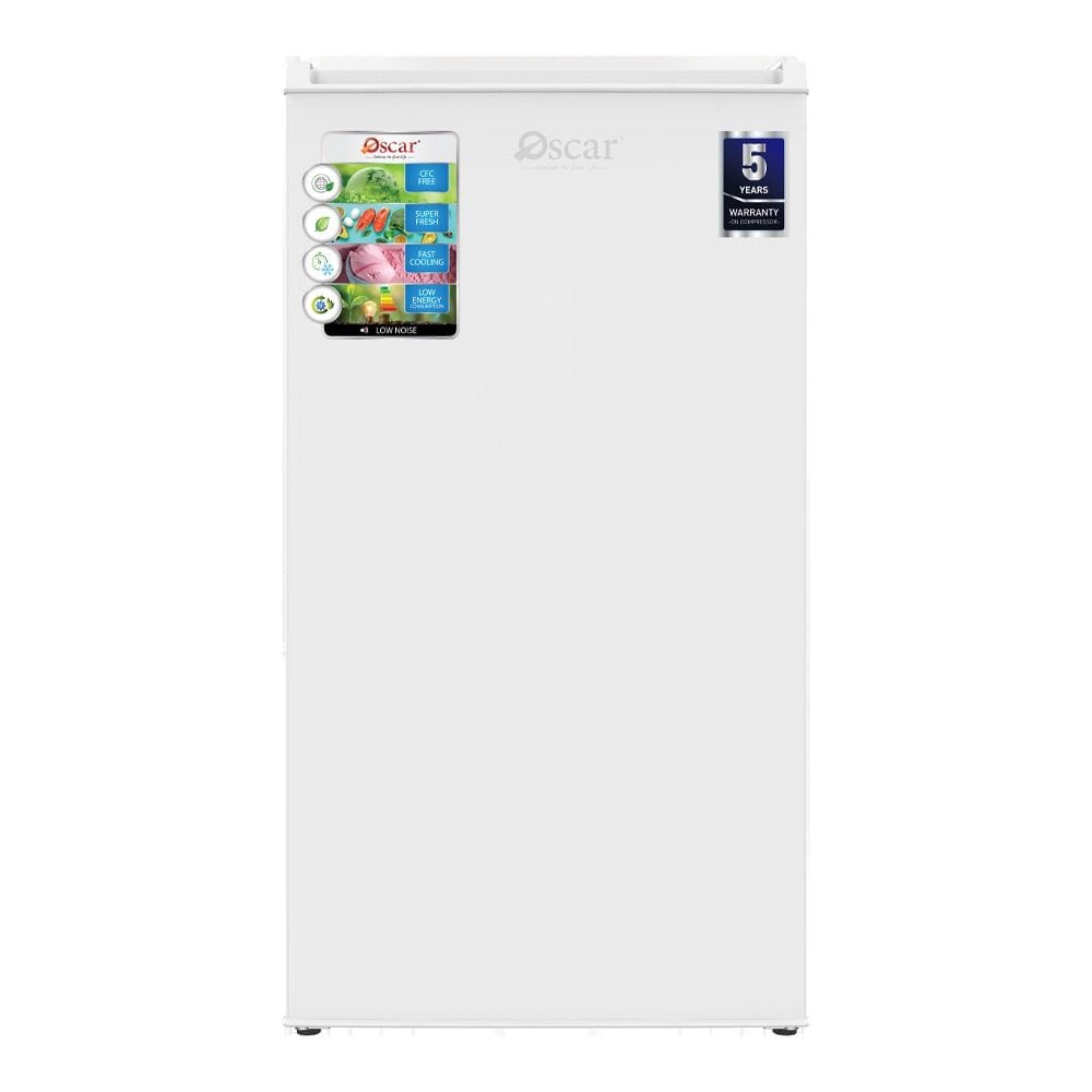 Oscar 90L Single Door Refrigerator, Manual Defrost, Reversible Door, R600a Refrigerant | White - OR100W