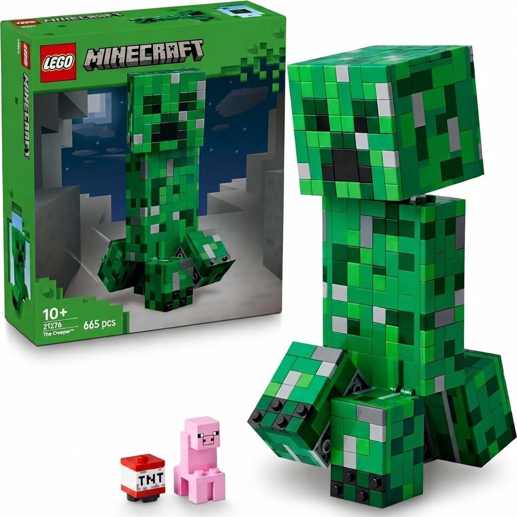 LEGO Minecraft The Creeper Building Toy for Kids, Large Posable Action Figure with Hidden 1 Creeper Minifigure, 10+ years