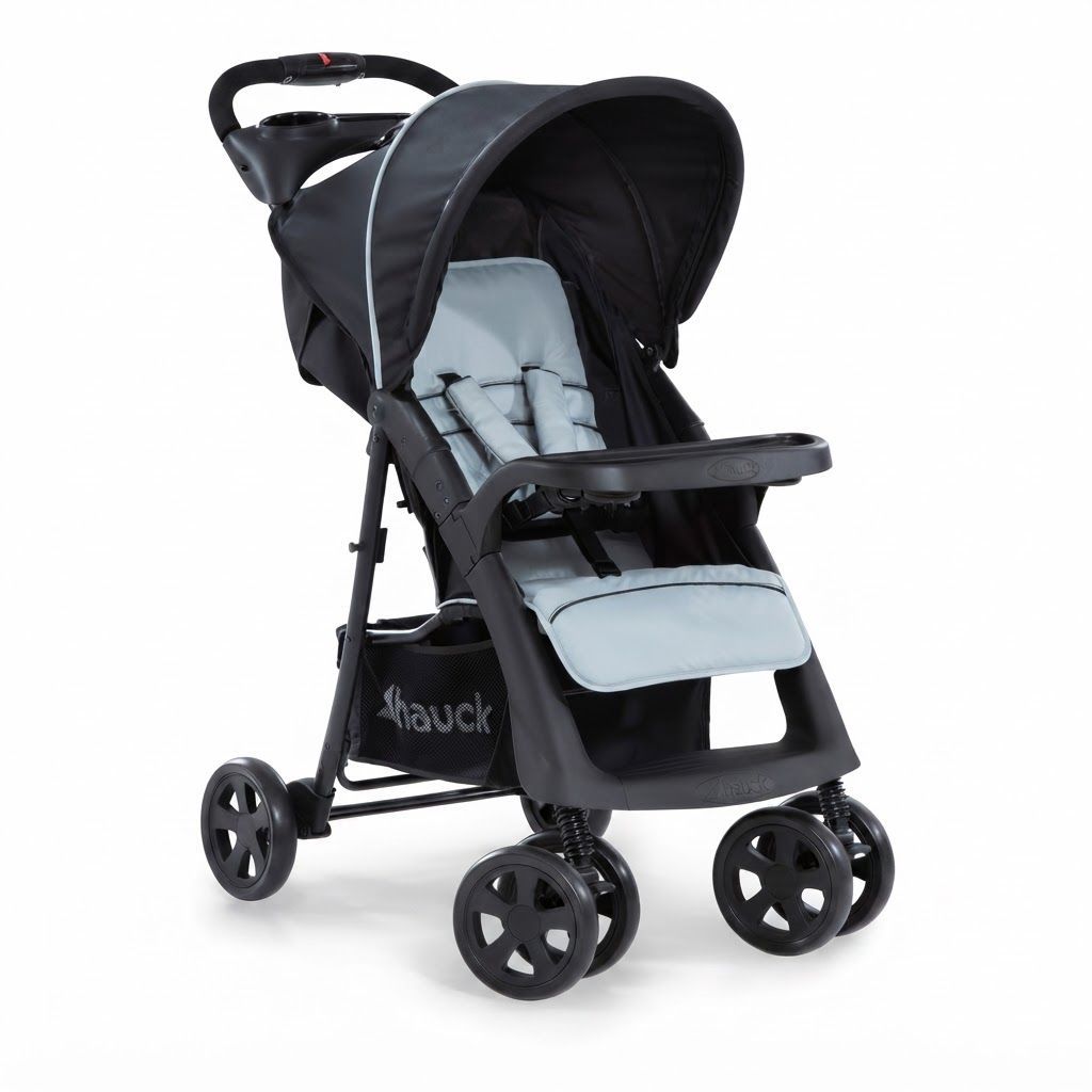 Hauck Shopper Neo 2 Lightweight Travel Stroller, Caviar Stone, 7.9kg Agile Pushchair, Compact One-Hand Fold | Silver