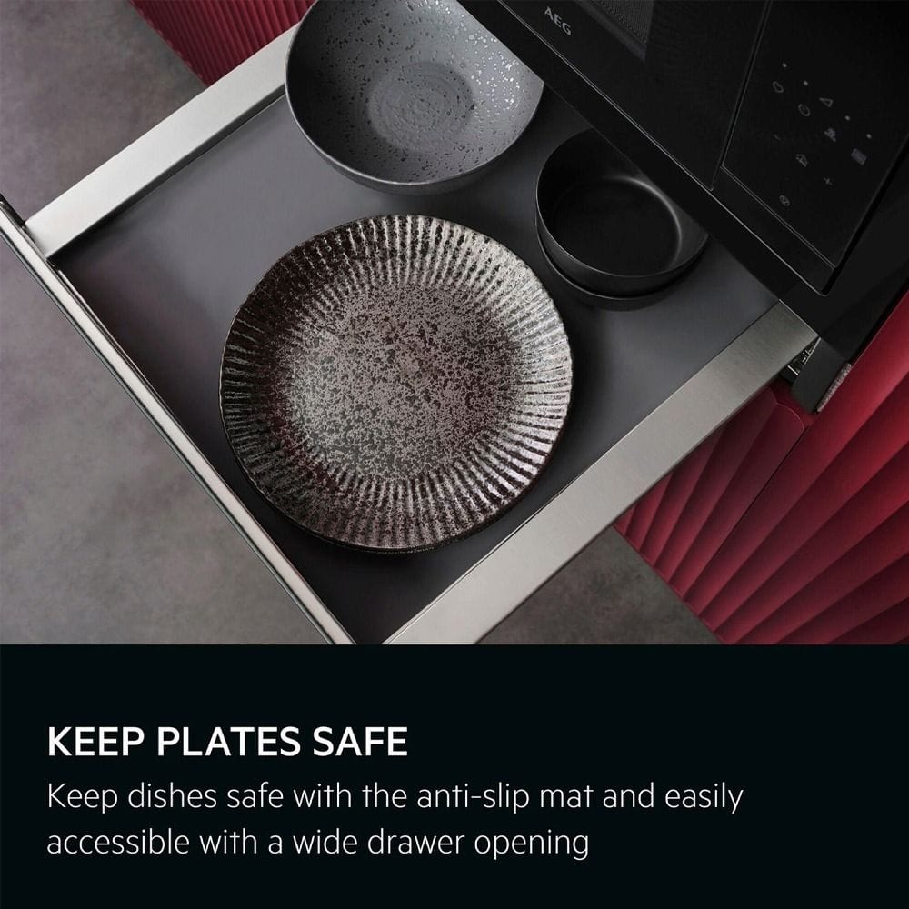 AEG 6000 Built-In Warming Drawer, 6 Place Settings, Temperature Control, Keep Warm & Plate Warming Functions | Black - OD8K11B