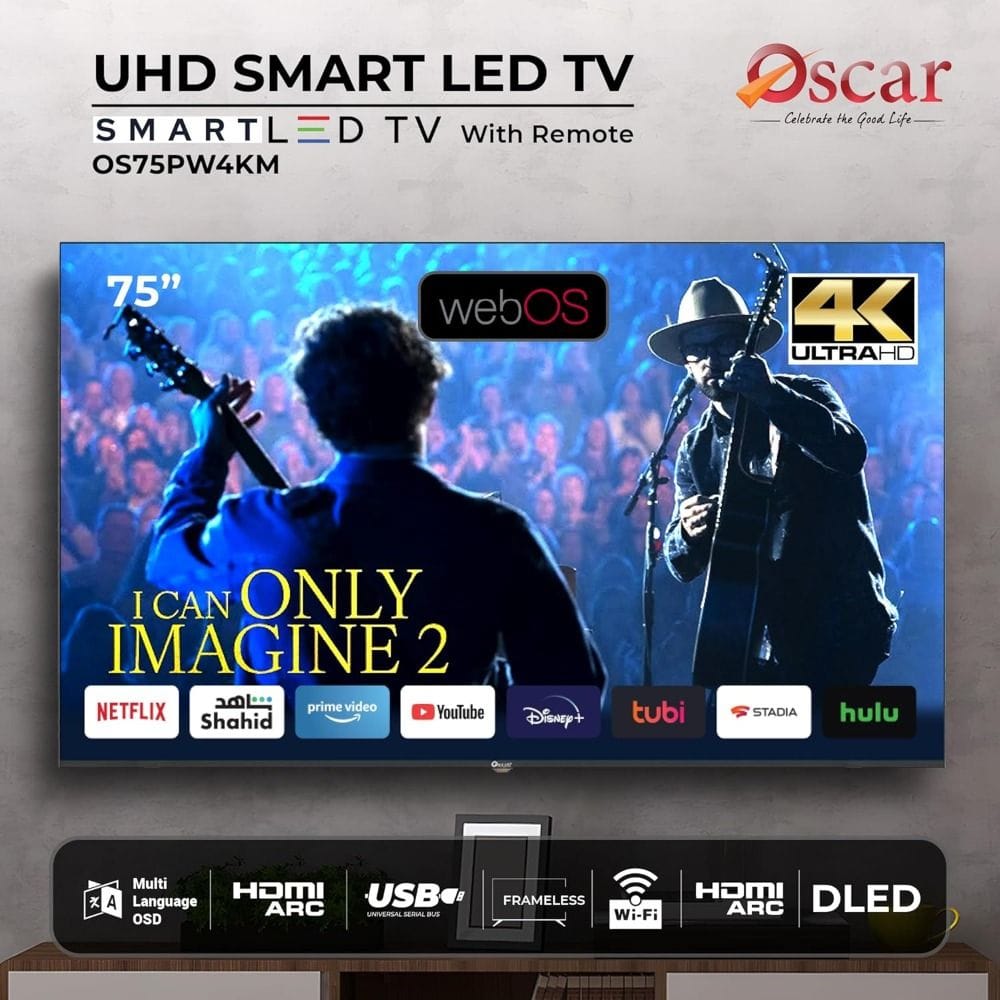 Oscar 75 inch Frameless UHD 4K WebOS Smart TV - Magic Remote, Bezel-Less Design | OS75LW4KM 