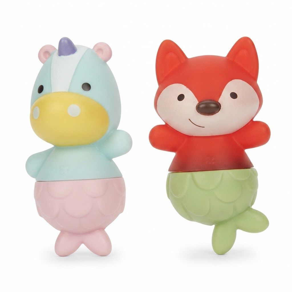 Skip Hop Zoo Mix And Match Flippers Unicorn And Fox Toy Set 9+ Months, Easy For Little Hands To Hold, Twists Apart For Easy Cleaning - Multicolour