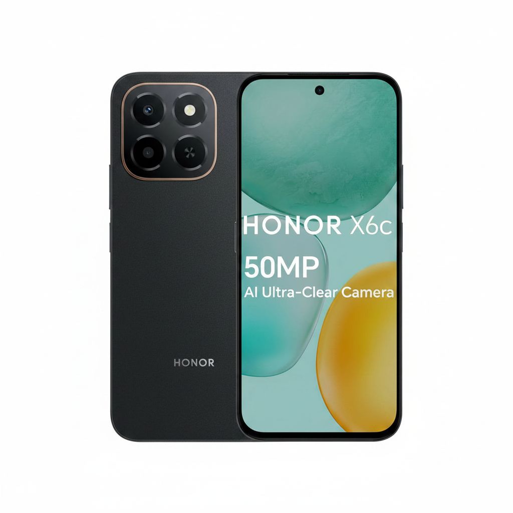 HONOR X6c Smartphone - 6GB RAM, 128GB Storage, 50MP Camera|Black