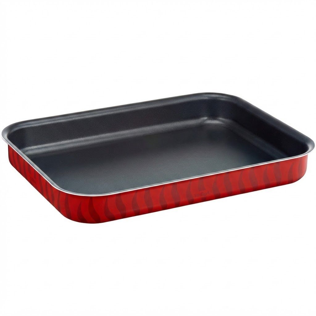 Tefal Tempo Flame 45x31cm Rectangular Ovenware, Non-Stick Aluminum Bakeware, Heat Diffusion, Easy Clean, Made in France | Red - J5715082