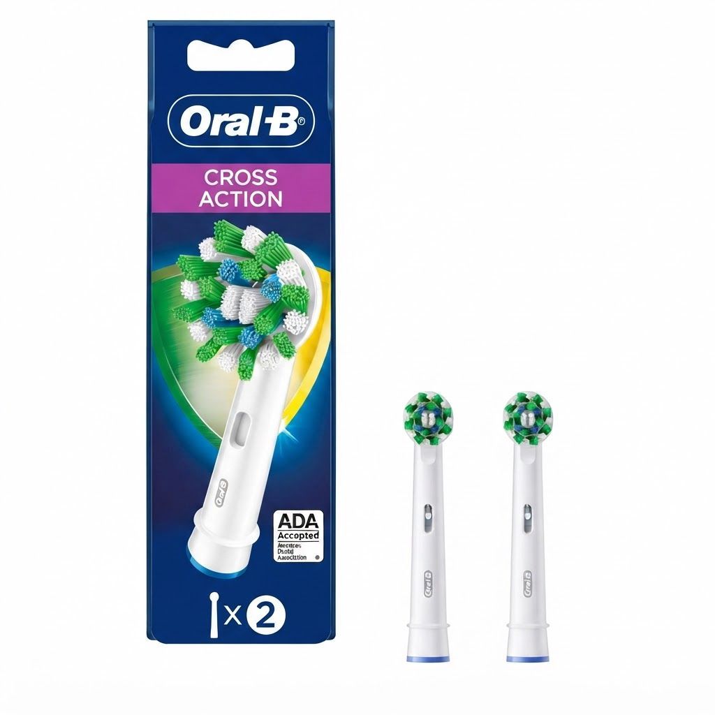 Oral-B CrossAction Electric Toothbrush Replacement Brush Heads, White, 2-Count - Professional Clean