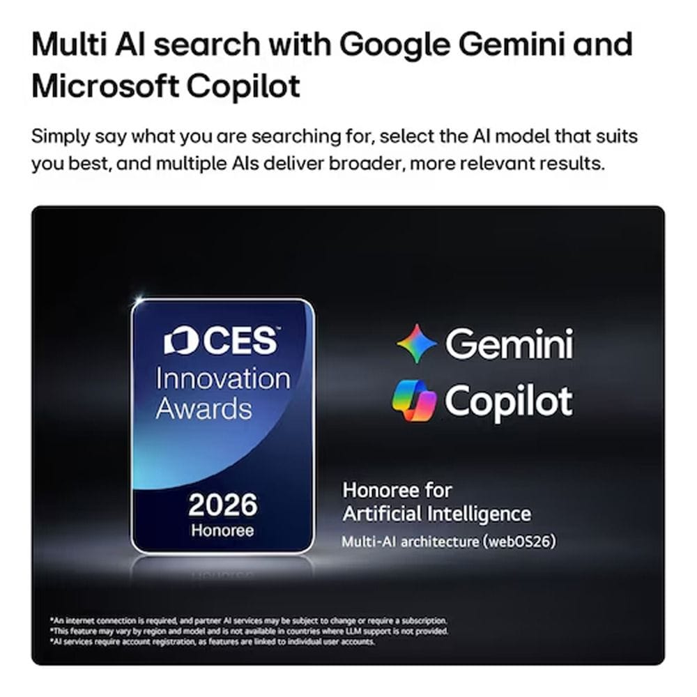 LG 55 Inch OLED AI B6 4K Smart TV - Alpha 8 AI Processor Gen3, 144Hz G-Sync/FreeSync, WebOS with Gemini & Copilot AI, Dolby Vision & Atmos | OLED55B66LA.AMRG