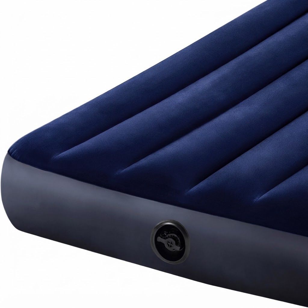 Intex Dura-Beam Classic Downy Airbed, 25cm High Inflatable Mattress, Waterproof Flocked Top, Fiber-Tech Technology, Blue