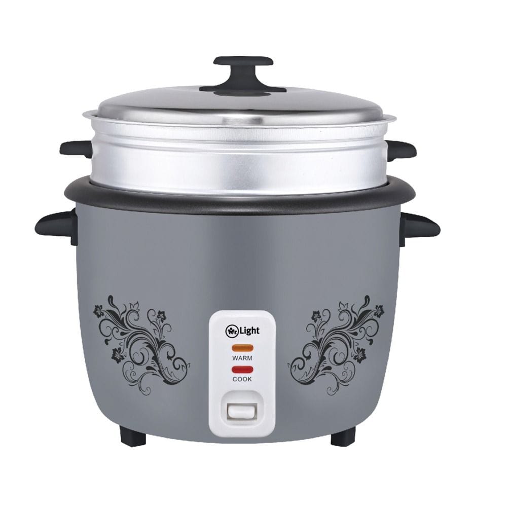 Mr Light 2.8L Rice Cooker, One-Touch Operation, Keep Warm Function, Steaming Tray Included | Grey - MR 2586