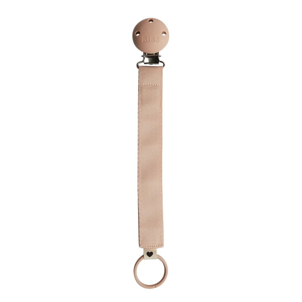 BIBS Pacifier Clip Ribbon, Durable Polyester Webbing, Silicone Clip With Nickel-free Metal, Easy To Clean - Blush