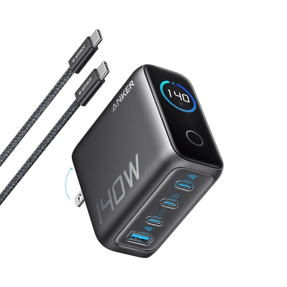 Anker 140W 4-Port PD 3.1 Charger with USB-C Cable, Multi-Device Fast Charging, Power Delivery 3.1 & ActiveShield Safety System | Black - B2697KZ1