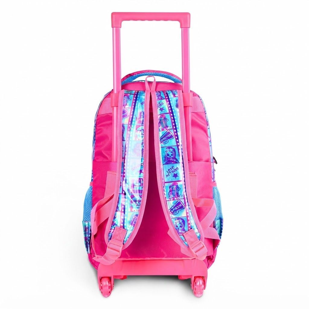 TRUCARE MGA LOL 18 Inch Kids Trolley Bag, Ergonomic Lightweight School Backpack for Girls 6+, Smooth
