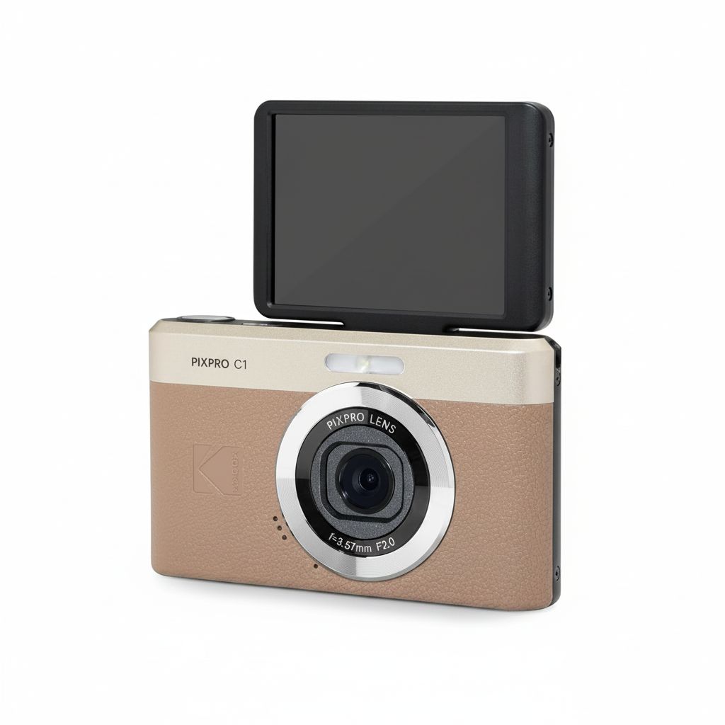 Kodak PIXPRO C1 Ultra-Compact Digital Camera 13MP with BSI CMOS Sensor, 4X Digital Zoom, 2.8-Inch LCD Screen & 16GB Built-In Storage | Brown
