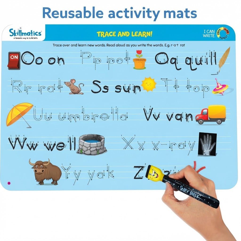 Skillmatics I Can Write Reusable Preschool Learning Activities, 12 Interactive Dry-Erase Writing Practice Activities