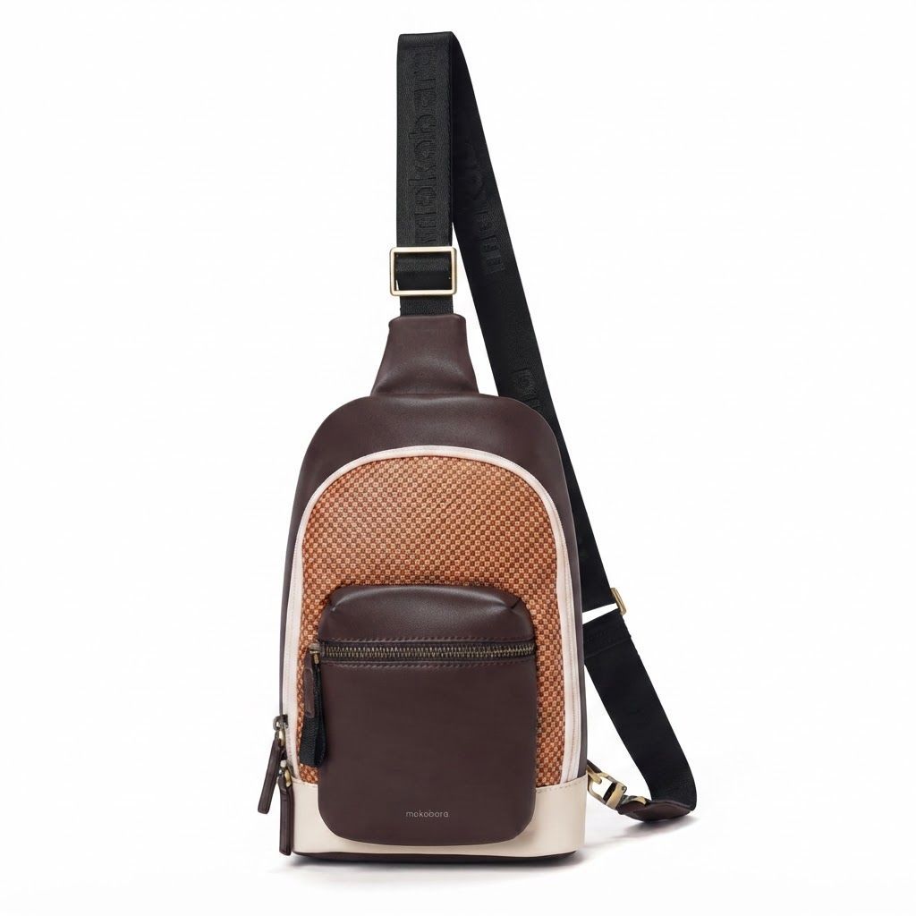 Mokobara The Memo Crossbody Sling Bag - Mokogram Tofu, Premium Vegan Leather & Water-Resistant