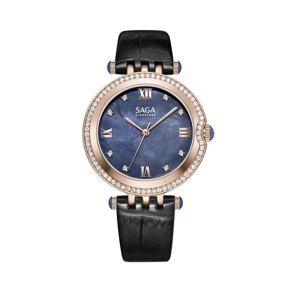 Saga Women Watch, Swiss Quartz Movement, 36mm Stainless Steel Case, Crystal From Danube Elements, Natural Illusion Dial, Mineral Glass, 30m Water Resistant