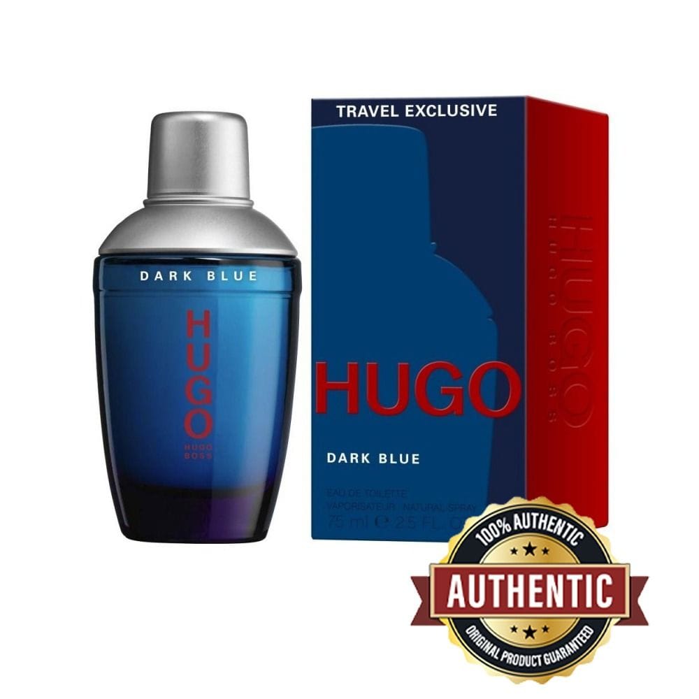 عطر هوغو بوس دارك بلو للرجال، عطر شرقي حار بنفحات من الزنجبيل والجريب فروت والماهوجني والفانيليا، زجاجة 75 مل، رائحة رجالية كلاسيكية