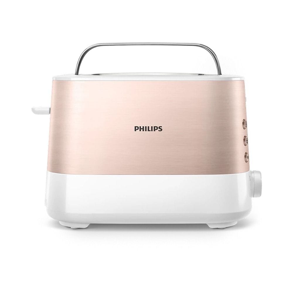 Philips Viva Collection 2-Slice Toaster, 950W Power, 8 Browning Settings, Extra-Wide Slots & Integrated Bun Warming Rack | Gold - HD2637/11