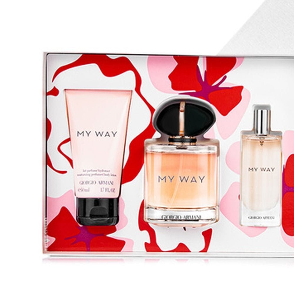 Giorgio Armani My Way Eau de Parfum for Women Gift Set, Floral Fragrance with Orange Blossom, Tuberose, Vanilla & Cedarwood Notes - 90ml + 15ml Travel Spray + ASB