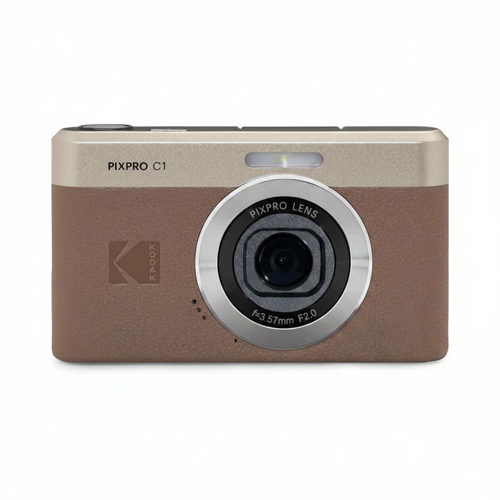 Kodak PIXPRO C1 Ultra-Compact Digital Camera 13MP with BSI CMOS Sensor, 4X Digital Zoom, 2.8-Inch LCD Screen & 16GB Built-In Storage | Brown