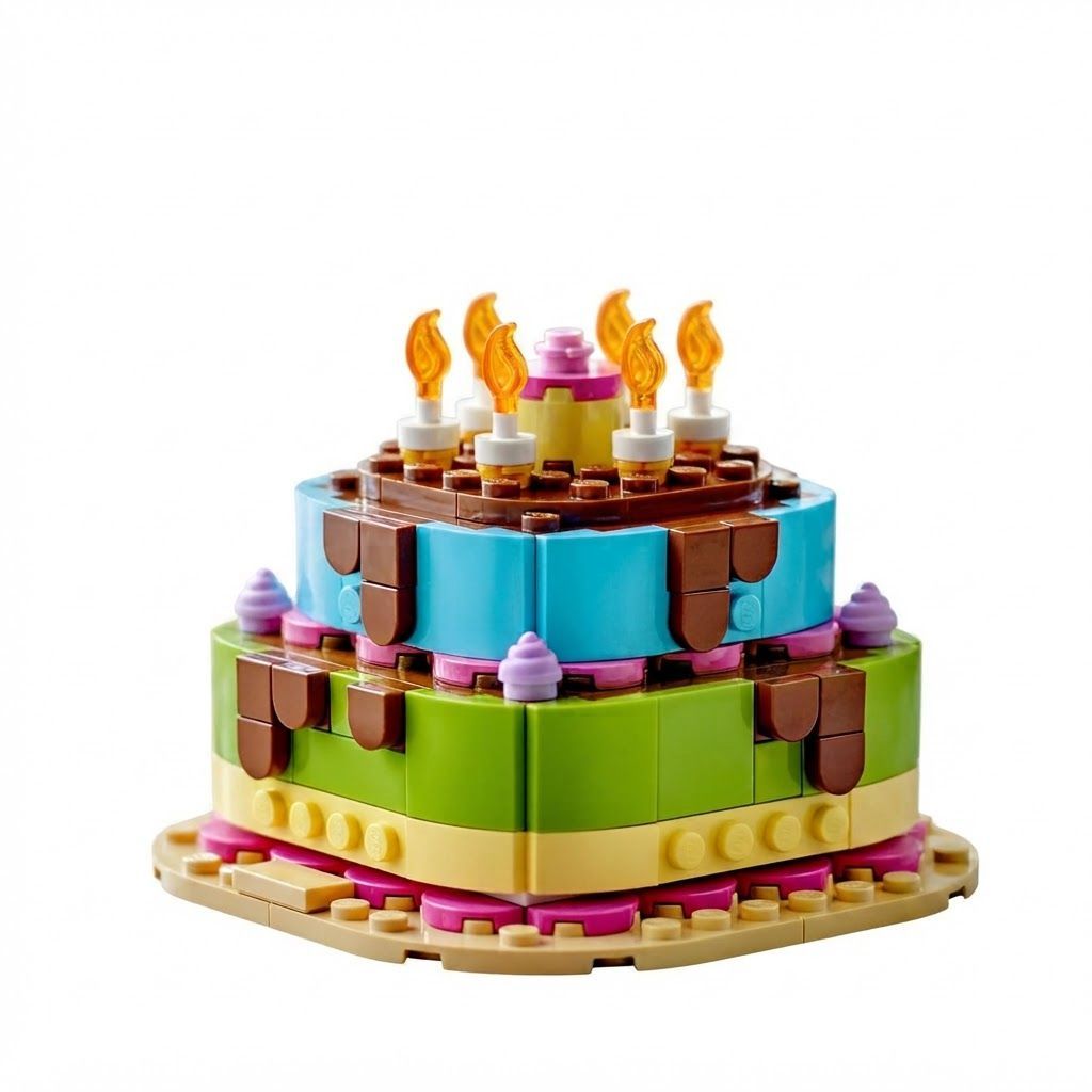 LEGO Iconic Birthday Party Cake Building Set, Creative Kids DIY Celebration Gift with 10 7+ years, 10 Candles