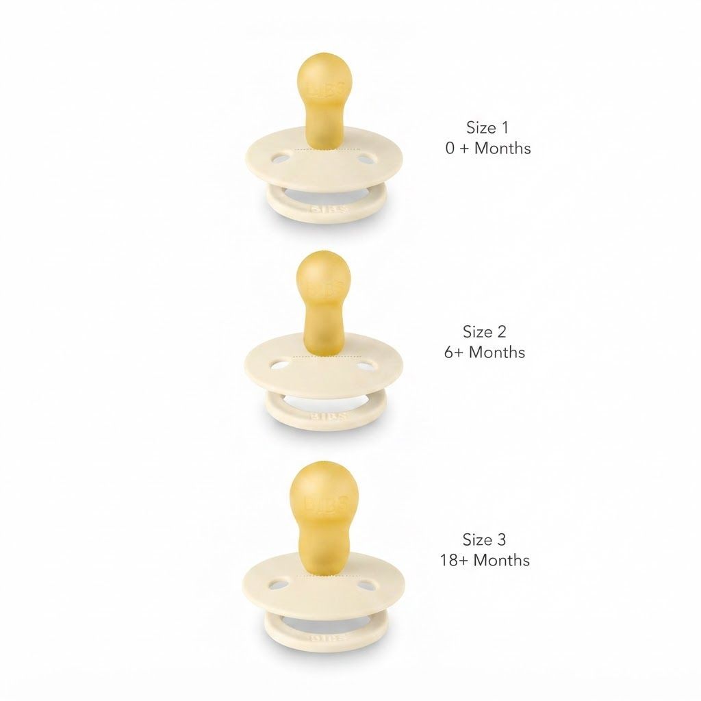BIBS Boheme Pacifier Size 2 6+ Months 2 Pack, Natural Rubber Latex Nipple, Gentle And Skin-Friendly Shield Design - Vanilla/Candy Apple