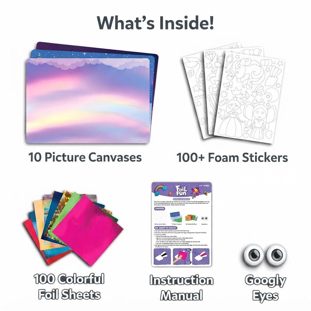 Skillmatics Foil Fun Unicorns & Princesses Art & Craft Kit, Mess-Free Creative Activity Set for Kids, Arts & Crafts