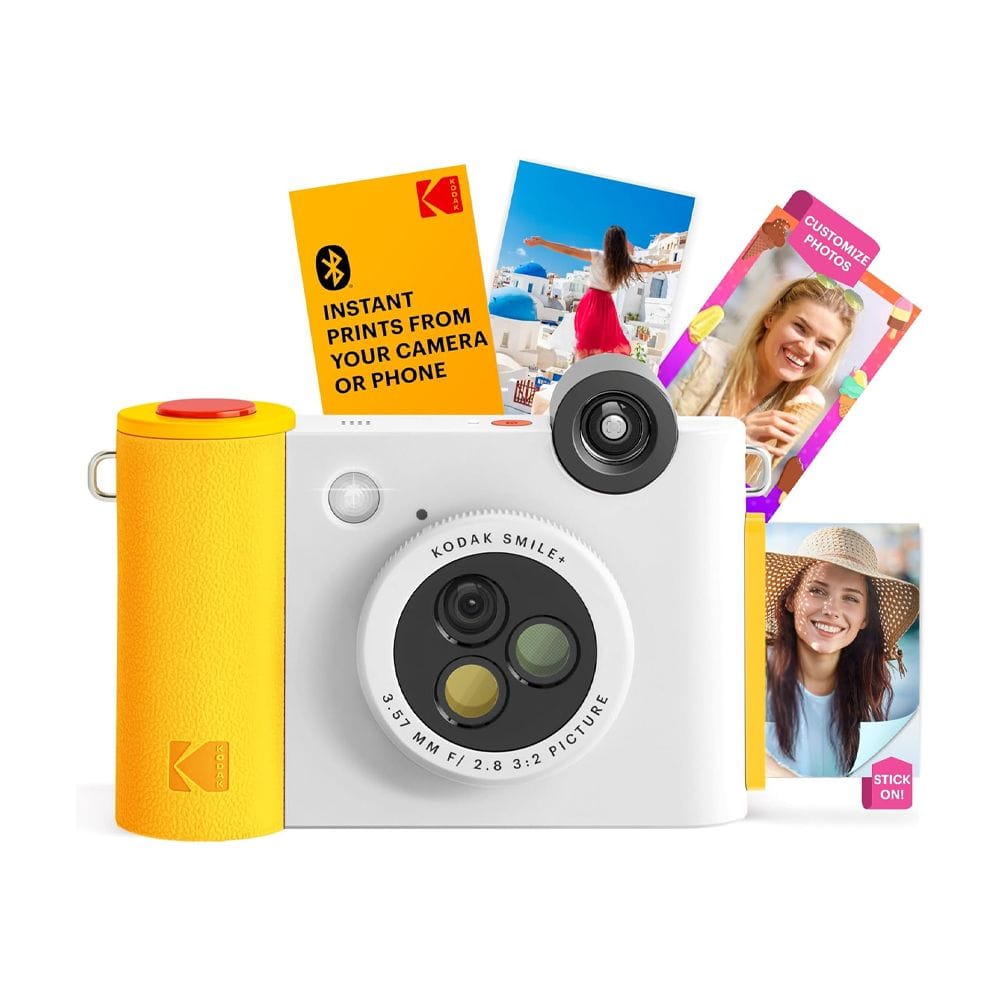 Kodak Smile+ Instant Print Digital Camera, 10MP Camera, 2x3-Inch ZINK Photo Printing, Bluetooth Connectivity & LCD Viewfinder | White - 843812173049
