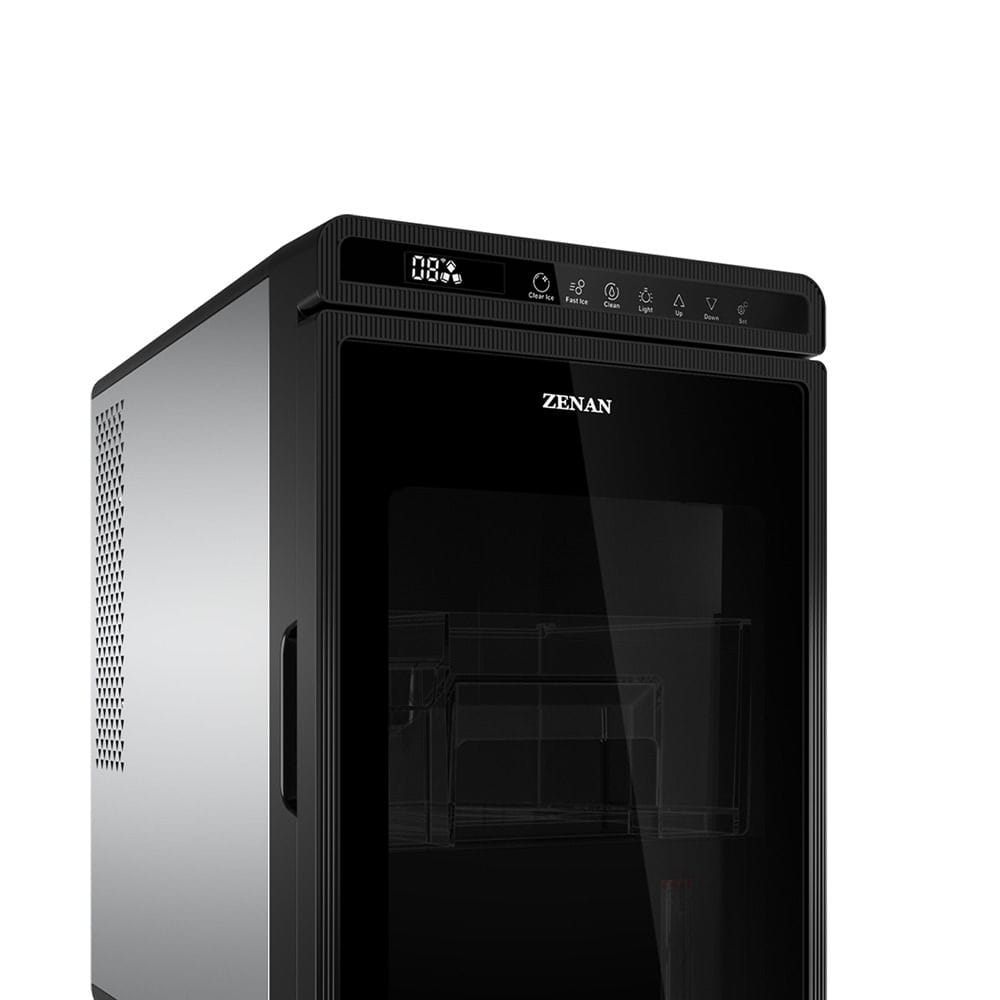 Zenan Spherical Ice Maker, 4-6kg/24hr Ice Production, Double Door, Stainless Steel, Transparent Window | Black - ZIM-255BQ